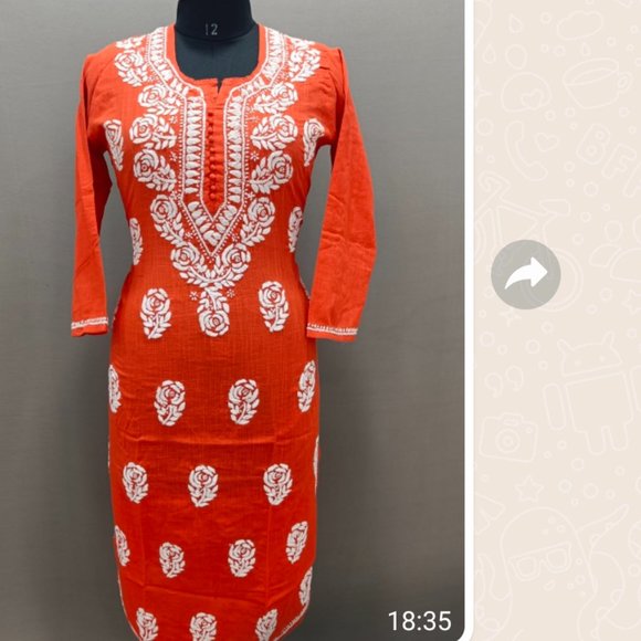 Indian city Lukhnow Kurta with Chikankari embodery - Picture 1 of 2